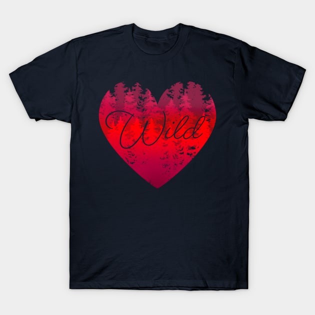 Wild Heart Design in Red and Pink T-Shirt by artfulfreddy